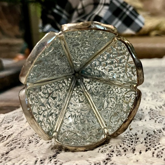 Vintage Clear Textured Stained Glass Angel With a Horn Christmas Angel Ornament - Picture 7 of 9